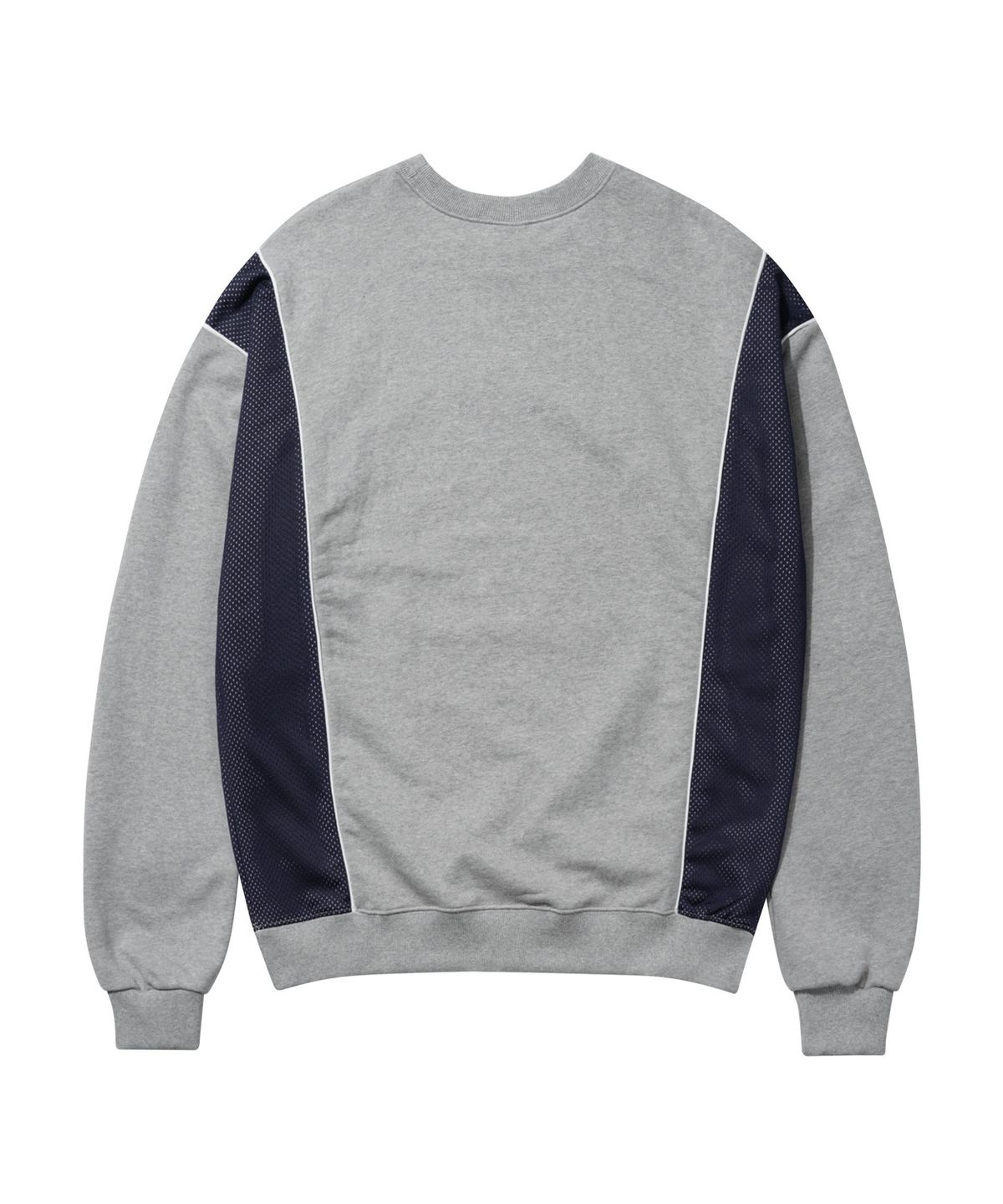 스탠즈(STENDS) [M~4XL] 블록 코어 메시 풋볼 맨투맨_멜란지 그레이