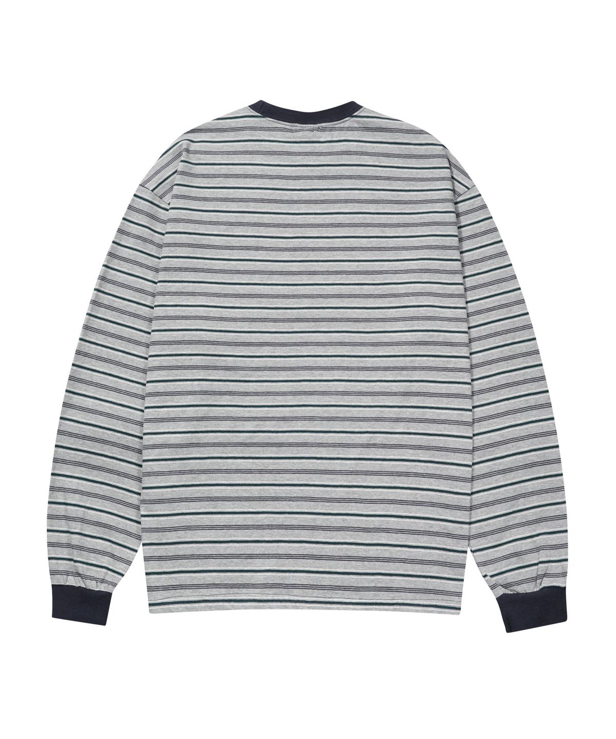 스탠즈(STENDS) [M~4XL] 멀티 스트라이프 롱슬리브 티셔츠_그레이