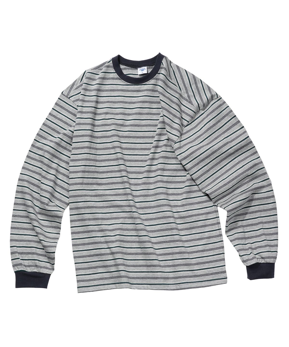 스탠즈(STENDS) [M~4XL] 멀티 스트라이프 롱슬리브 티셔츠_그레이
