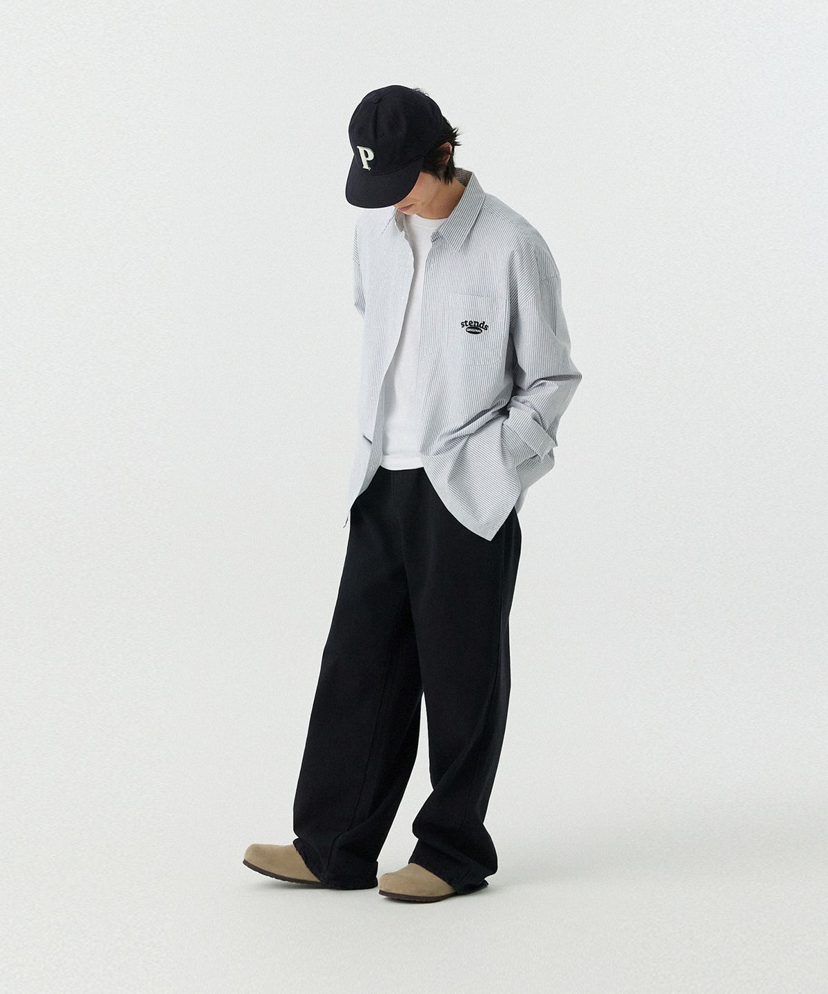 스탠즈(STENDS) [M~4XL] 올데이 밴딩 데님 워싱 팬츠_블랙