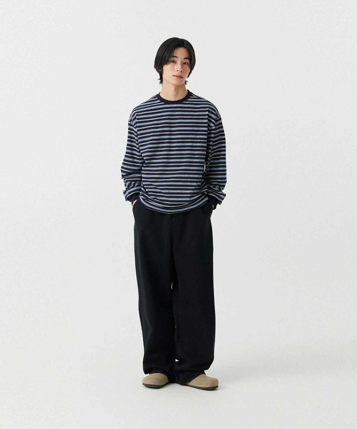 스탠즈(STENDS) [M~4XL] 올데이 밴딩 데님 워싱 팬츠_블랙