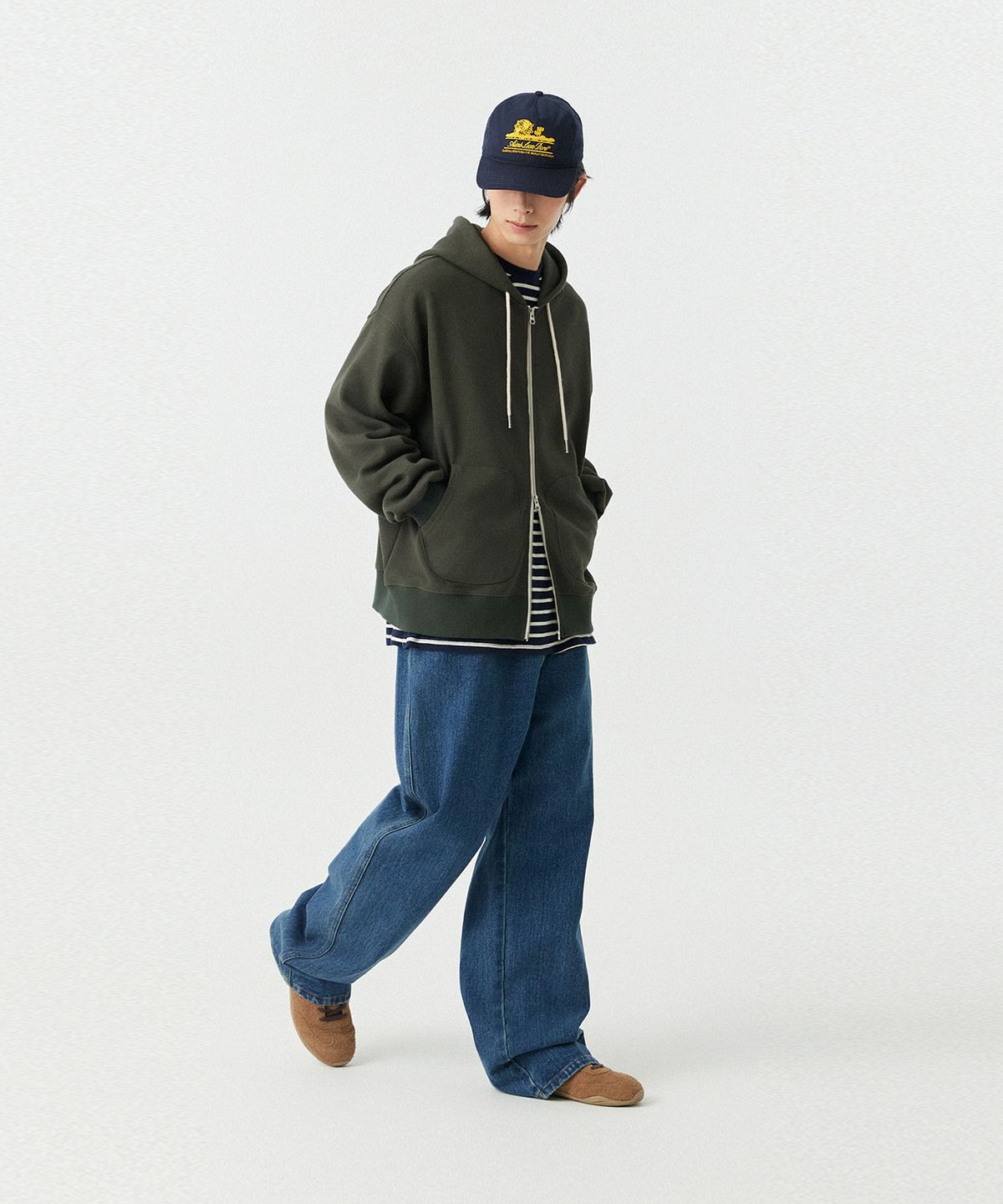 스탠즈(STENDS) [M~4XL] 올데이 밴딩 데님 워싱 팬츠_블루