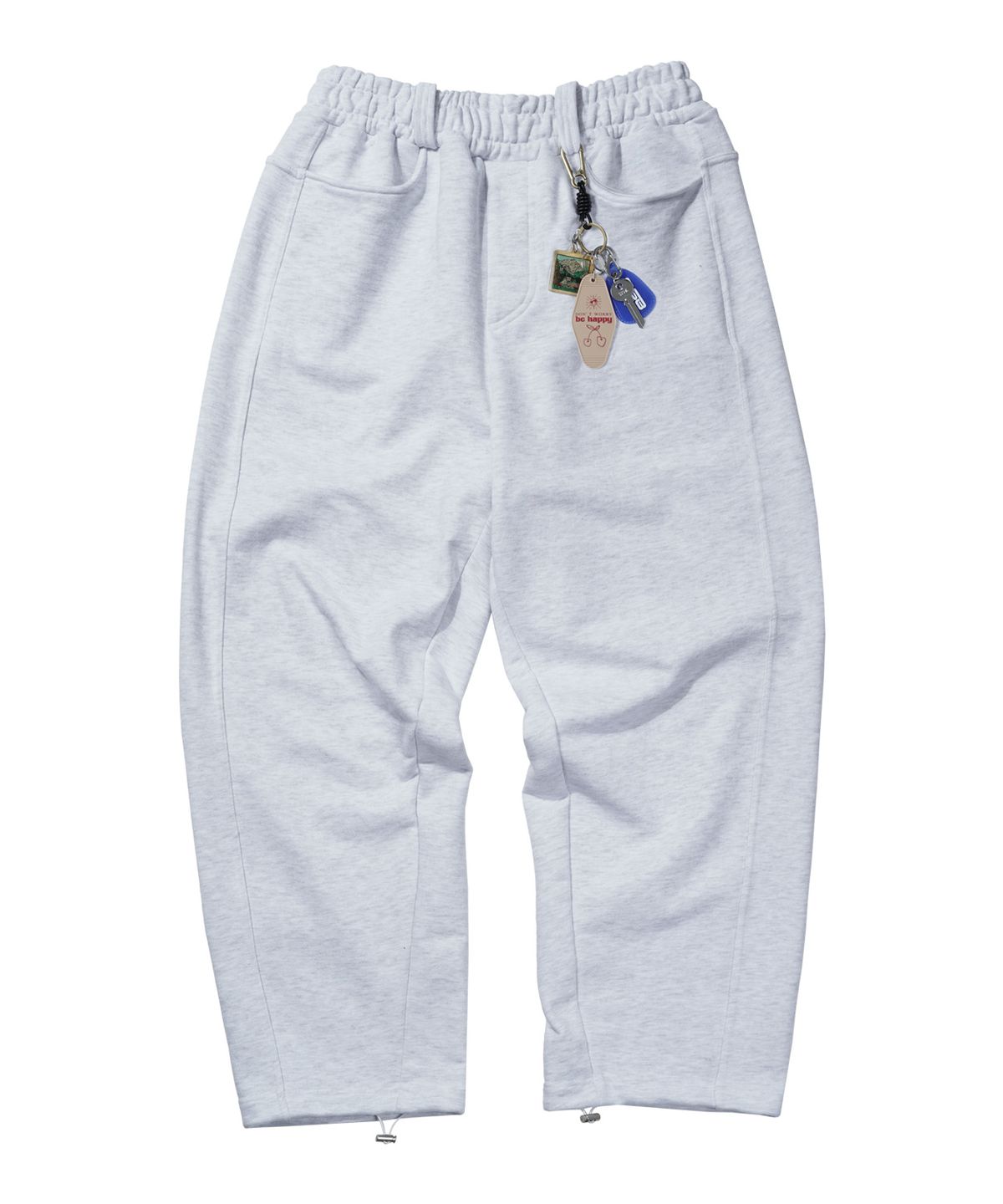 스탠즈(STENDS) [M~4XL] 벨트 루프 커브드 스웻 팬츠_화이트 멜란지