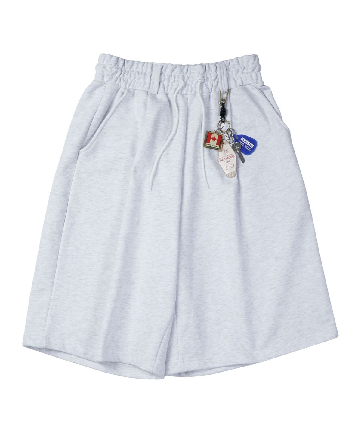 스탠즈(STENDS) [M~4XL] 벨트 루프 오버핏 스웻 쇼츠_화이트 멜란지
