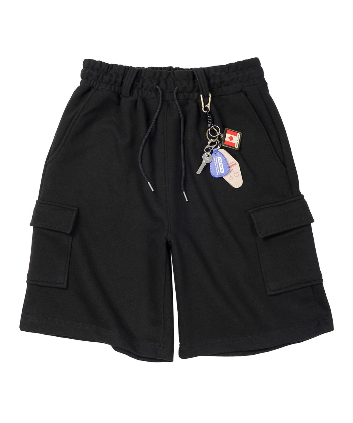 스탠즈(STENDS) [M~4XL] 벨트 루프 카고 스웻 쇼츠_블랙