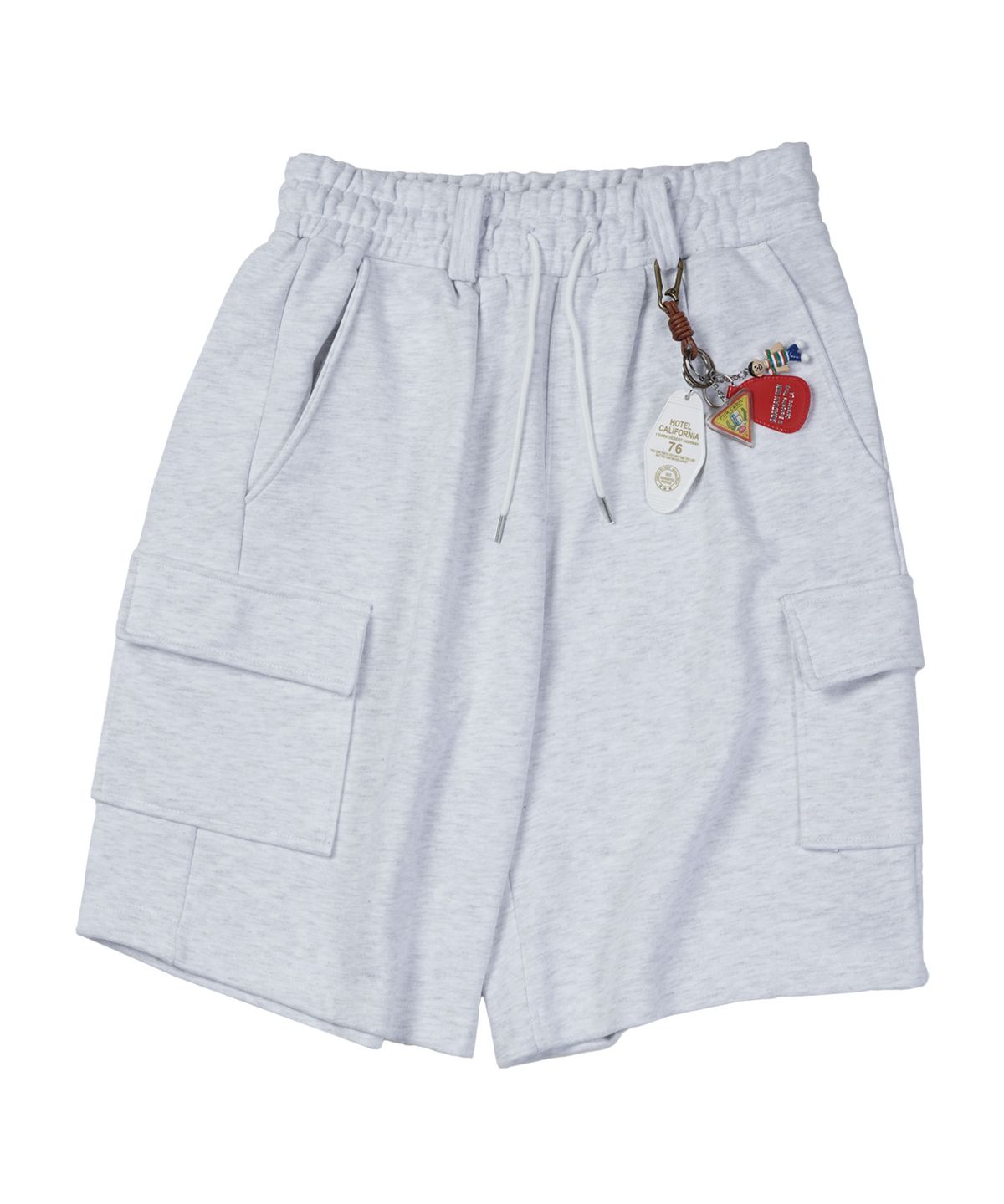 스탠즈(STENDS) [M~4XL] 벨트 루프 카고 스웻 쇼츠_화이트 멜란지