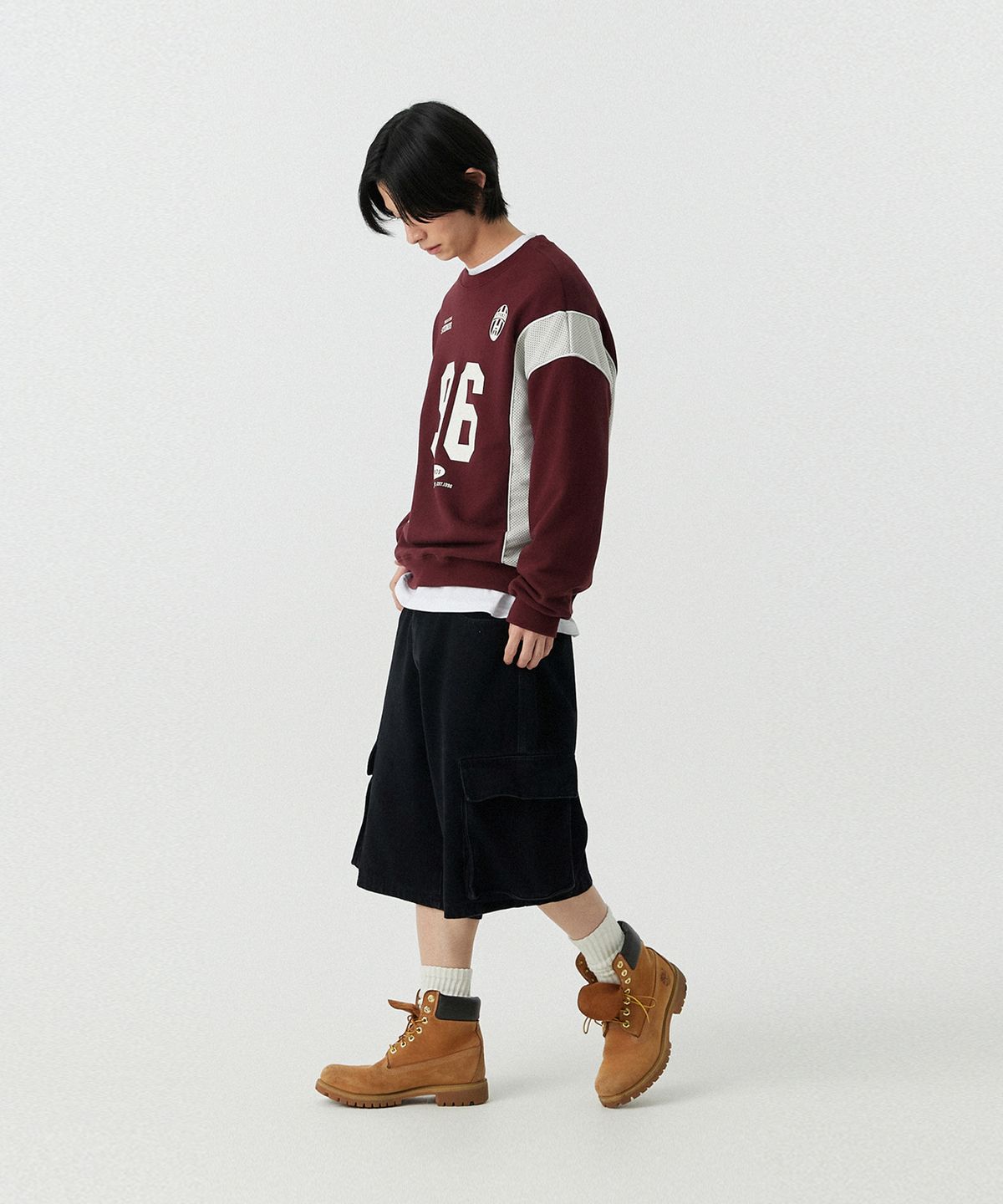 스탠즈(STENDS) [M~4XL] 카고 포켓 버뮤다 데님 팬츠_블랙