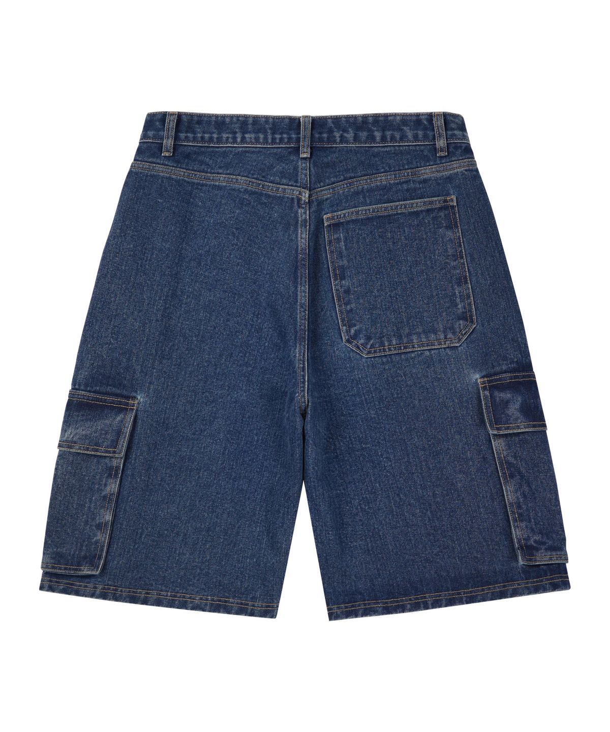 스탠즈(STENDS) [M~4XL] 카고 포켓 버뮤다 데님 팬츠_블루