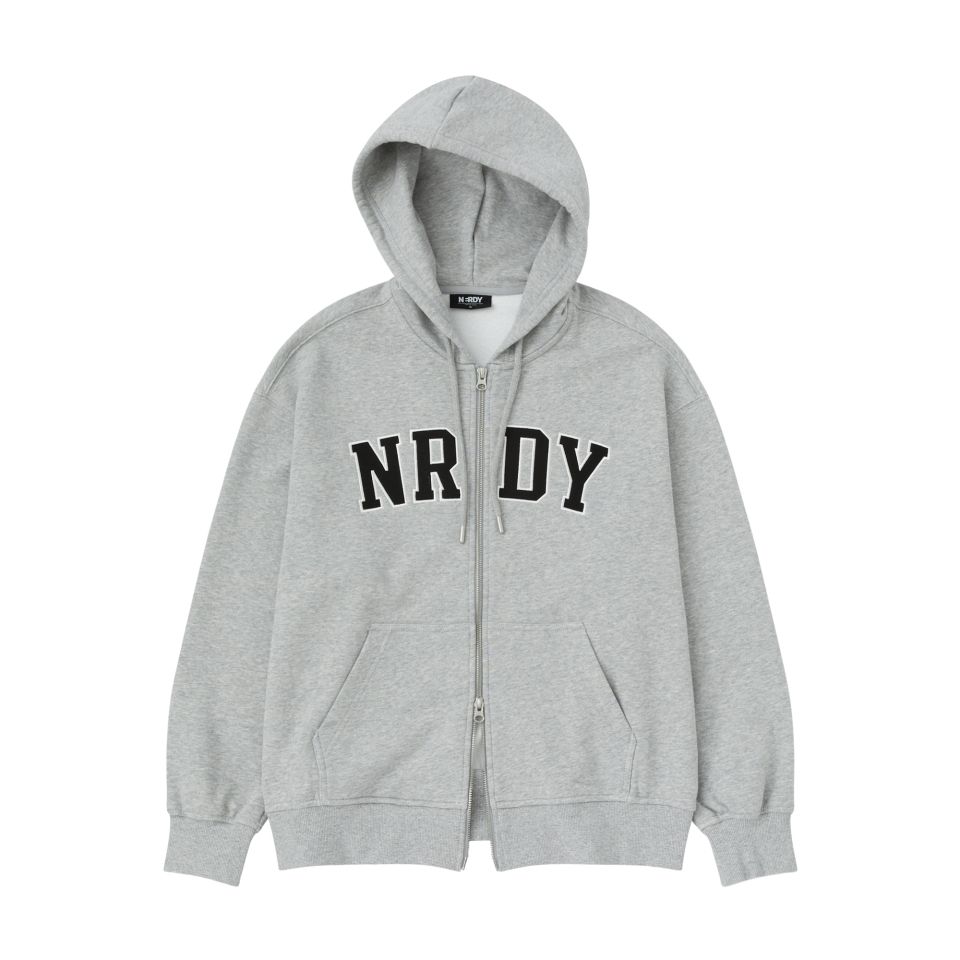 MUSINSA | NERDY Arch Logo Hoodie Zip-up (25SS) (Black