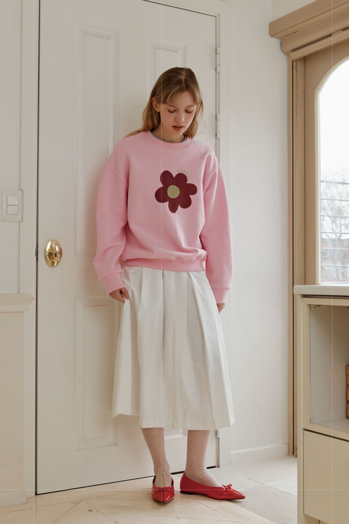 아노에틱(ANOETIC) ANC FLOWER SWEATSHIRT_PINK
