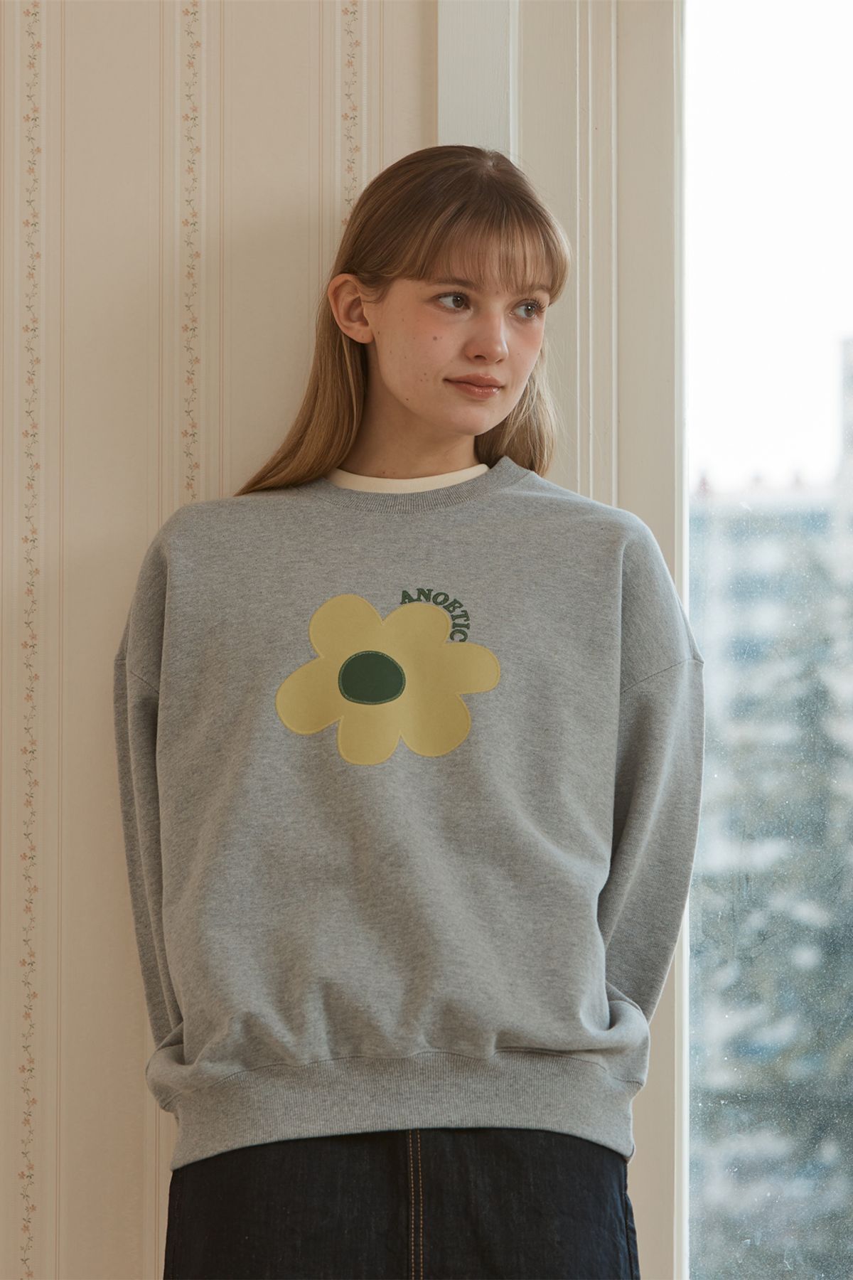 아노에틱(ANOETIC) ANC FLOWER SWEATSHIRT_GREY