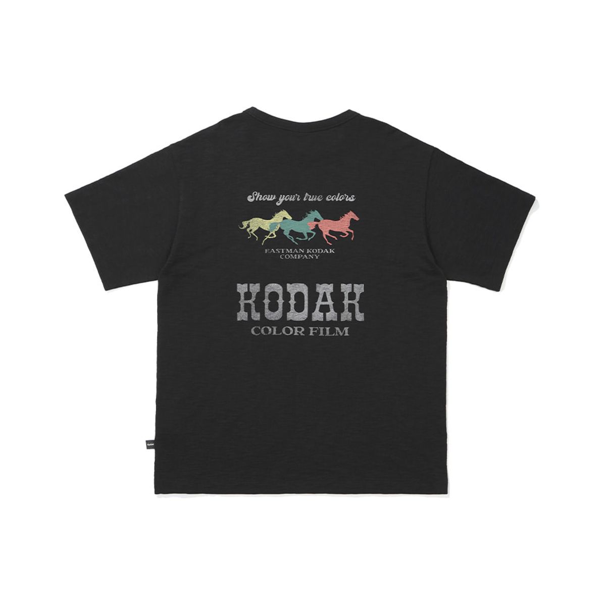 코닥(KODAK) 그래픽 슬럽 반팔티셔츠 BLACK
