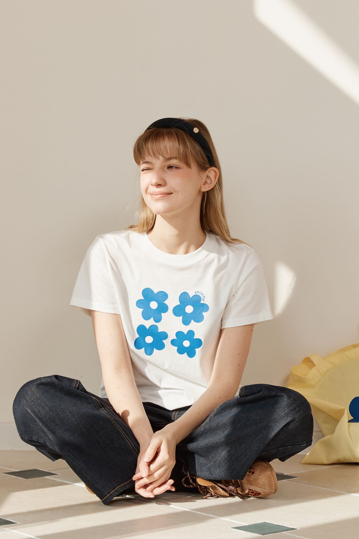 아노에틱(ANOETIC) ANC FLOWER COMBI T-SHIRT_WHITE