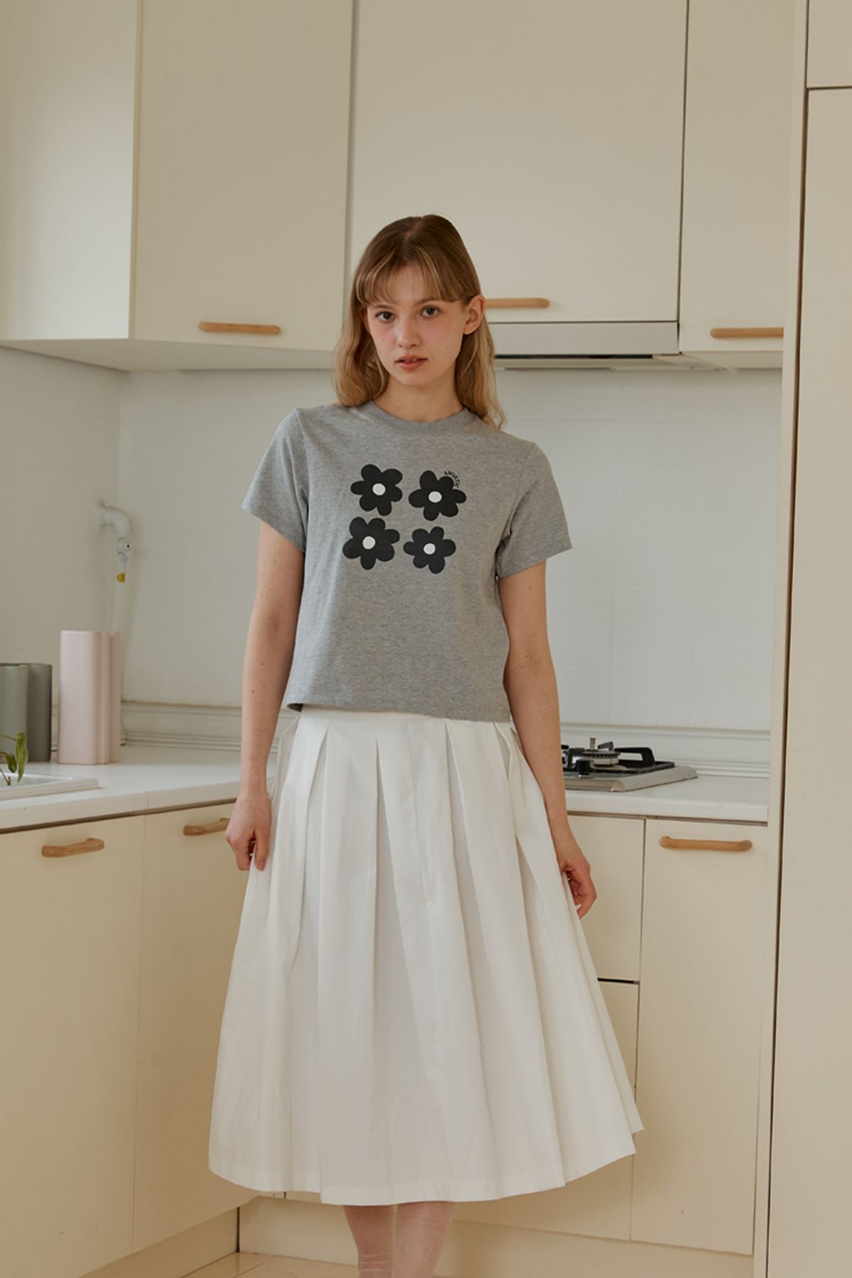 아노에틱(ANOETIC) ANC FLOWER COMBI T-SHIRT_GREY