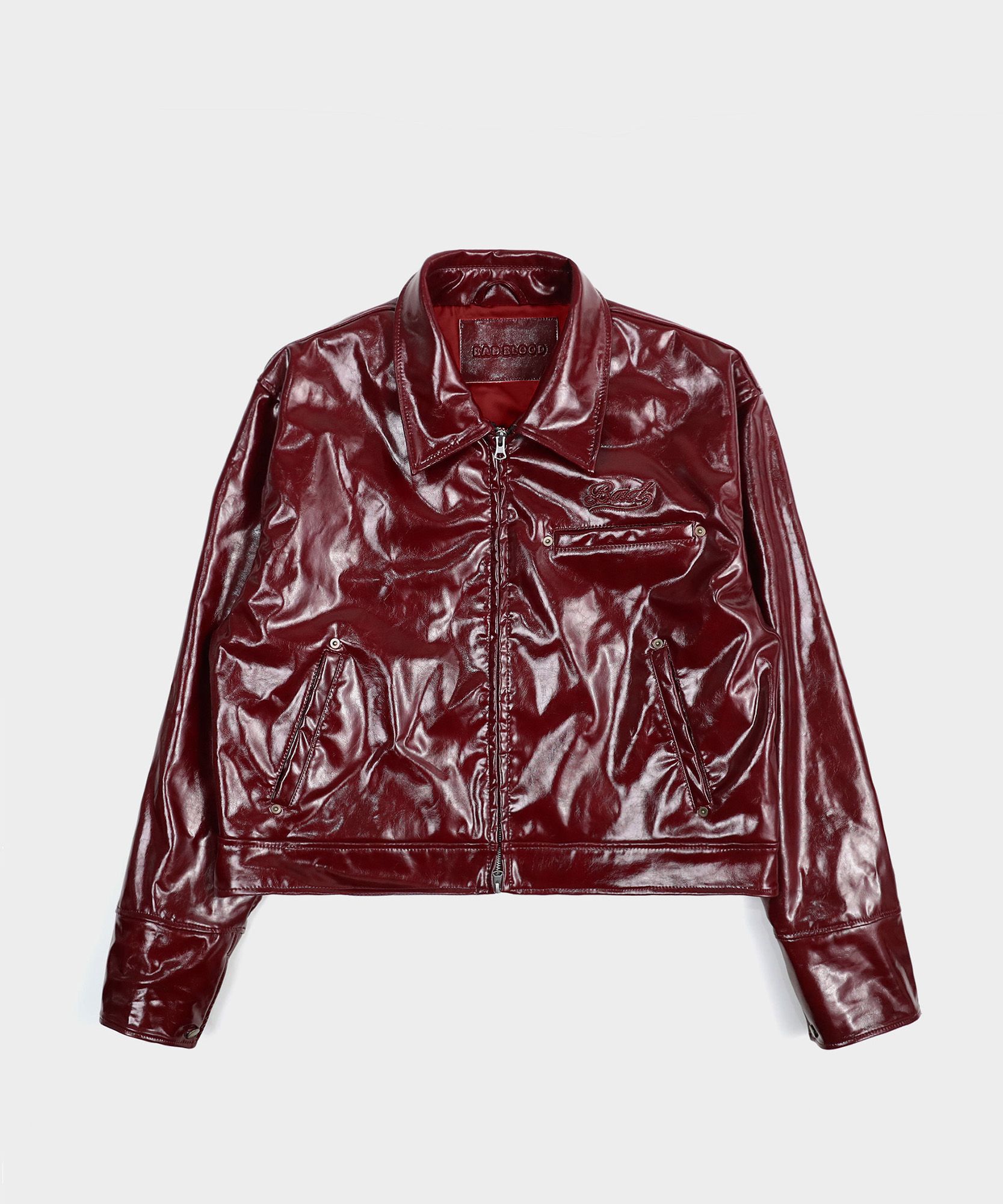 ★韓国人気★BADBLOOD★JIMMY LEATHER HERRINGTON JACKET MUSINSA | BADBLOOD Jimmy Leather Harrington Jacket - Red