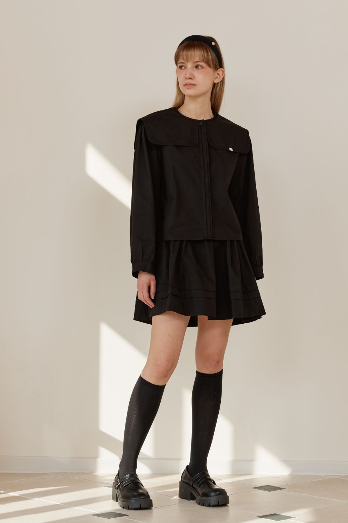 아노에틱(ANOETIC) HEIDI BANDING SKIRT_BLACK