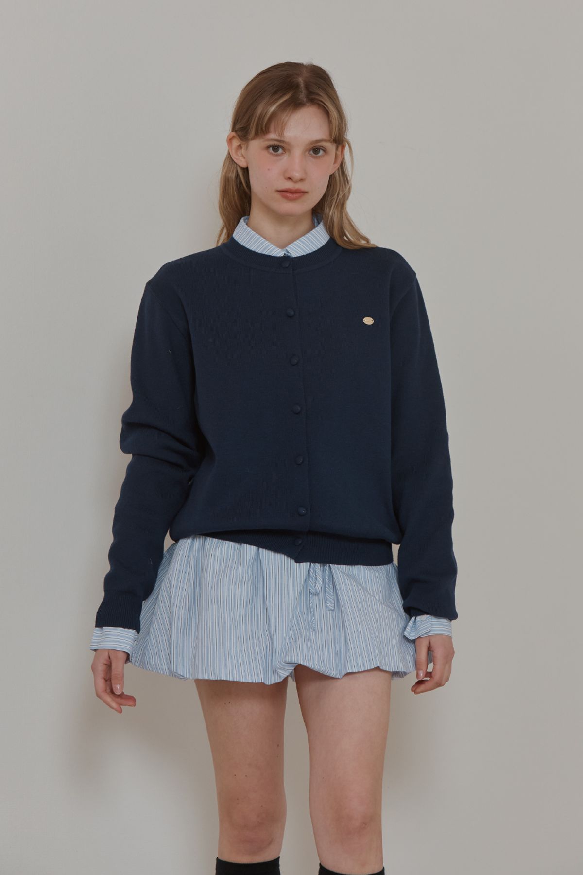 아노에틱(ANOETIC) STRIPE BALLOON SKIRT_BLUE