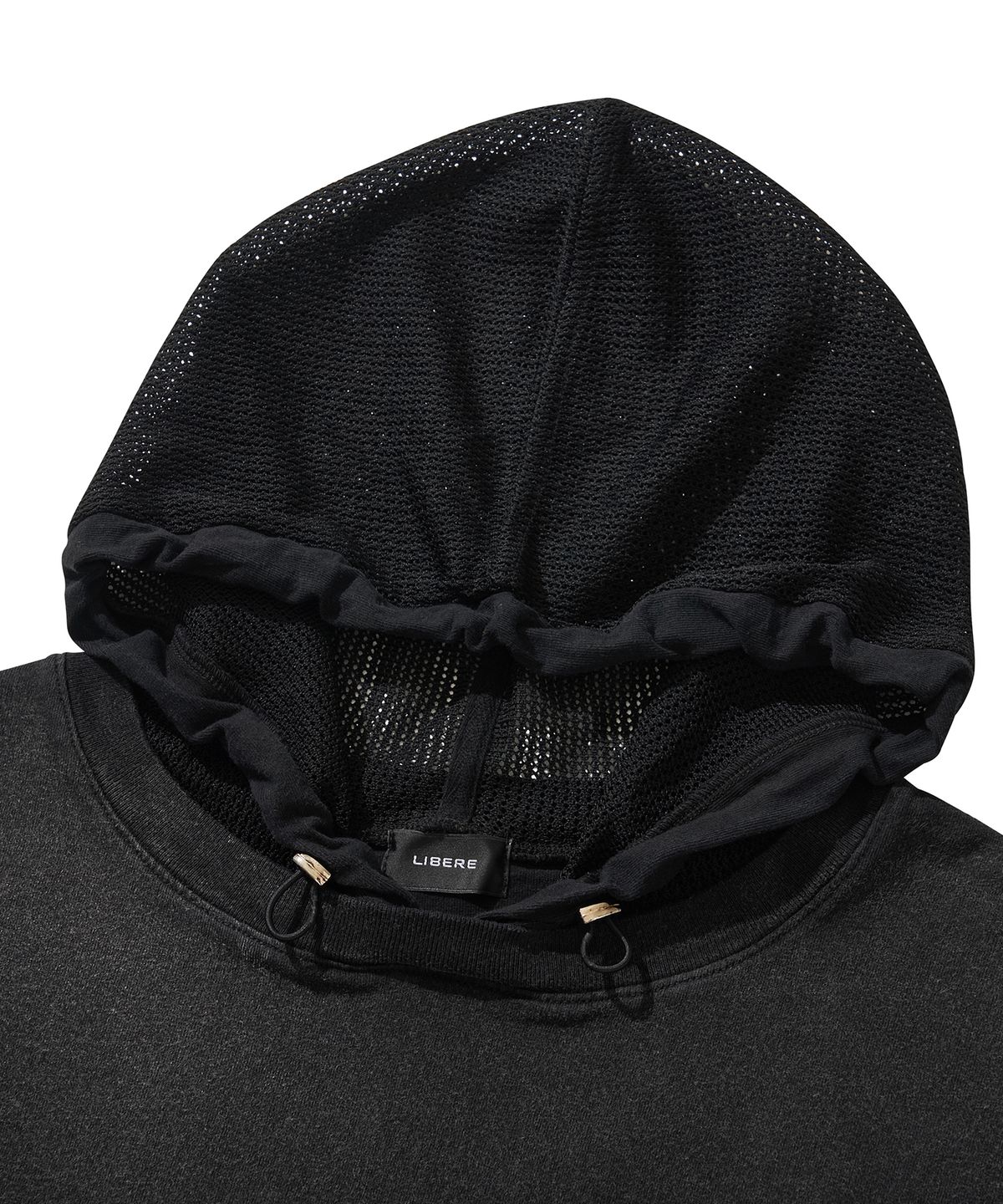 리베레(LIBERE) MESH HOOD T-SHIRT / BLACK