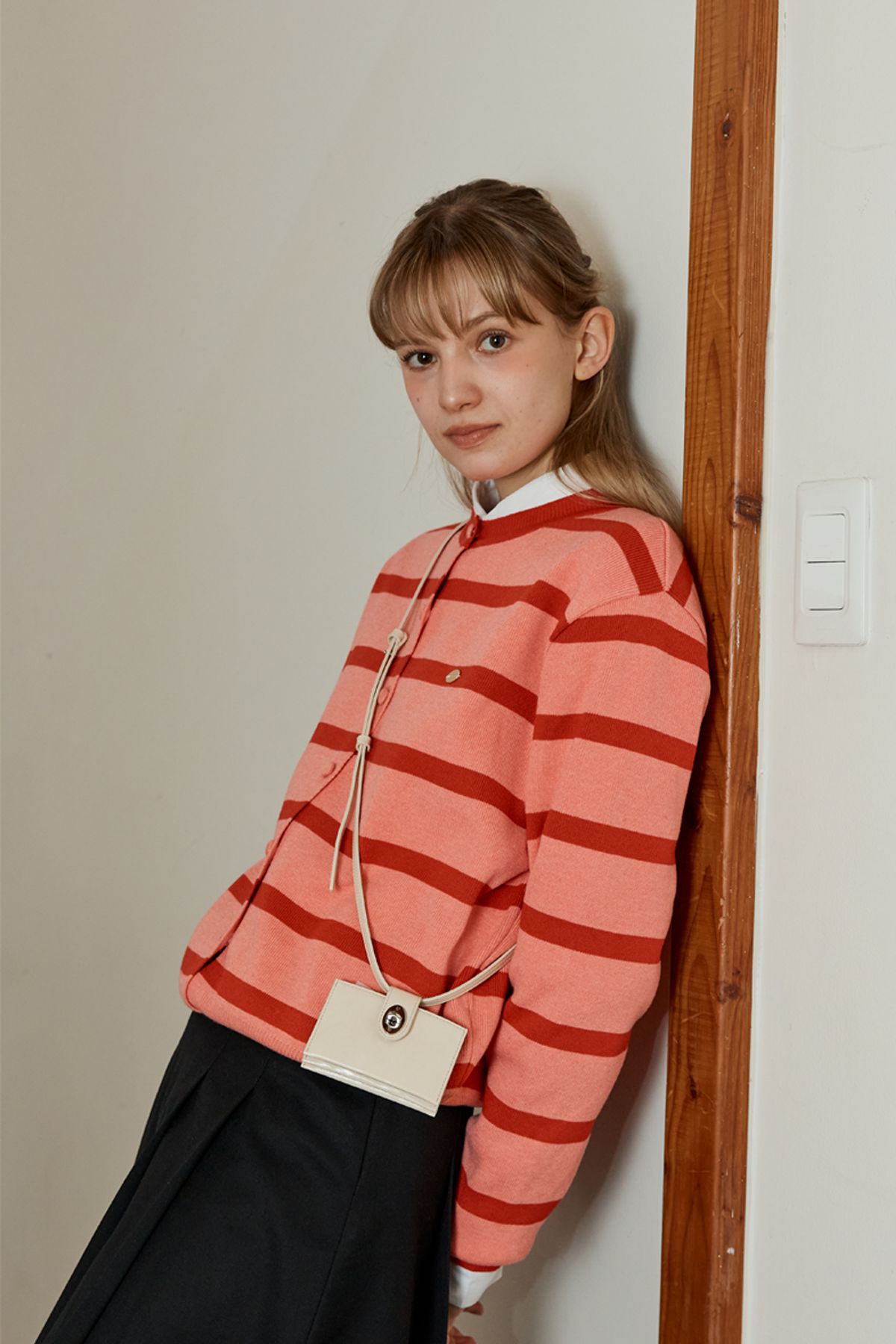 아노에틱(ANOETIC) ANC BASIC STRIPE CARDIGAN_PINK