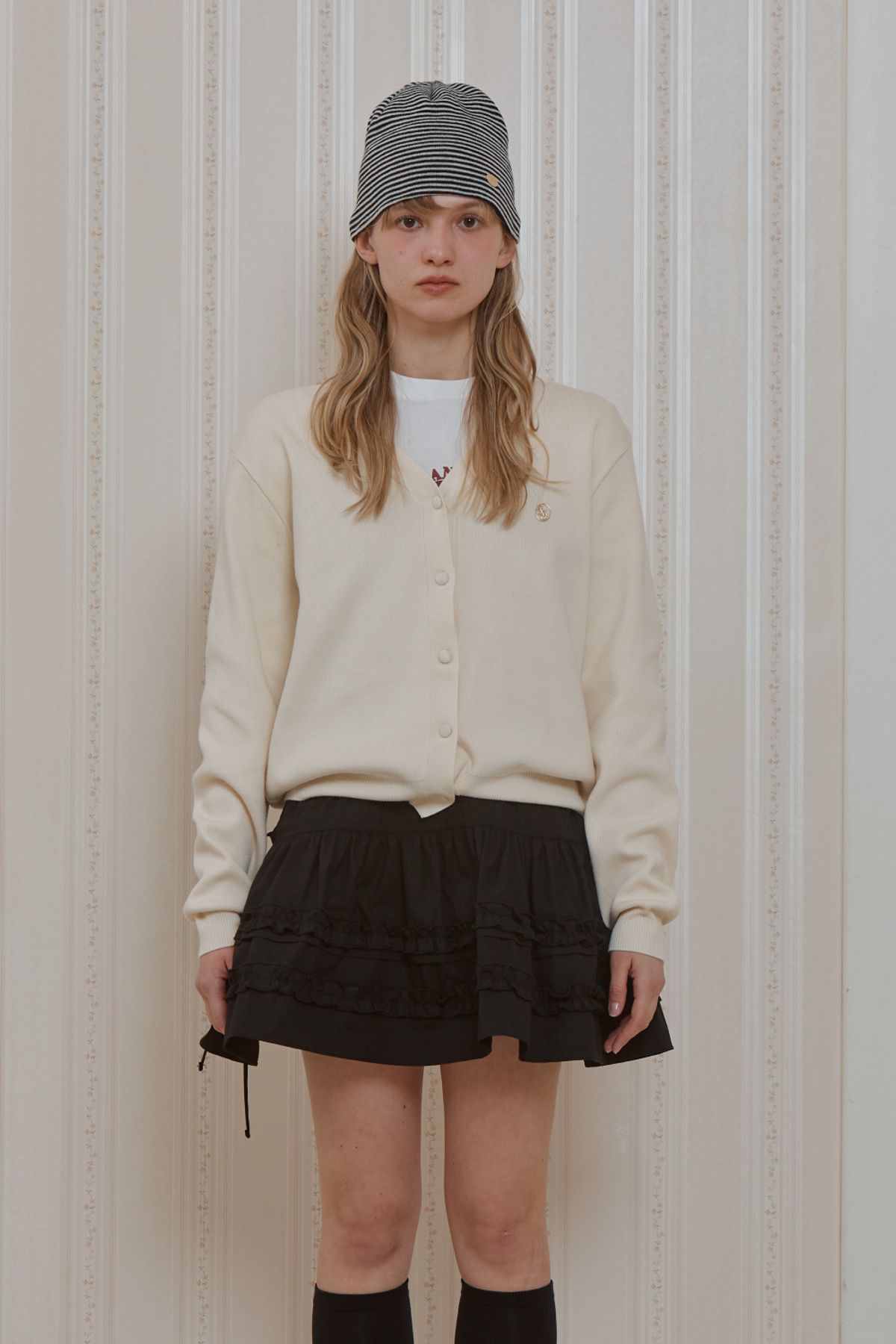 아노에틱(ANOETIC) ANC BASIC V-NECK CARDIGAN_IVORY