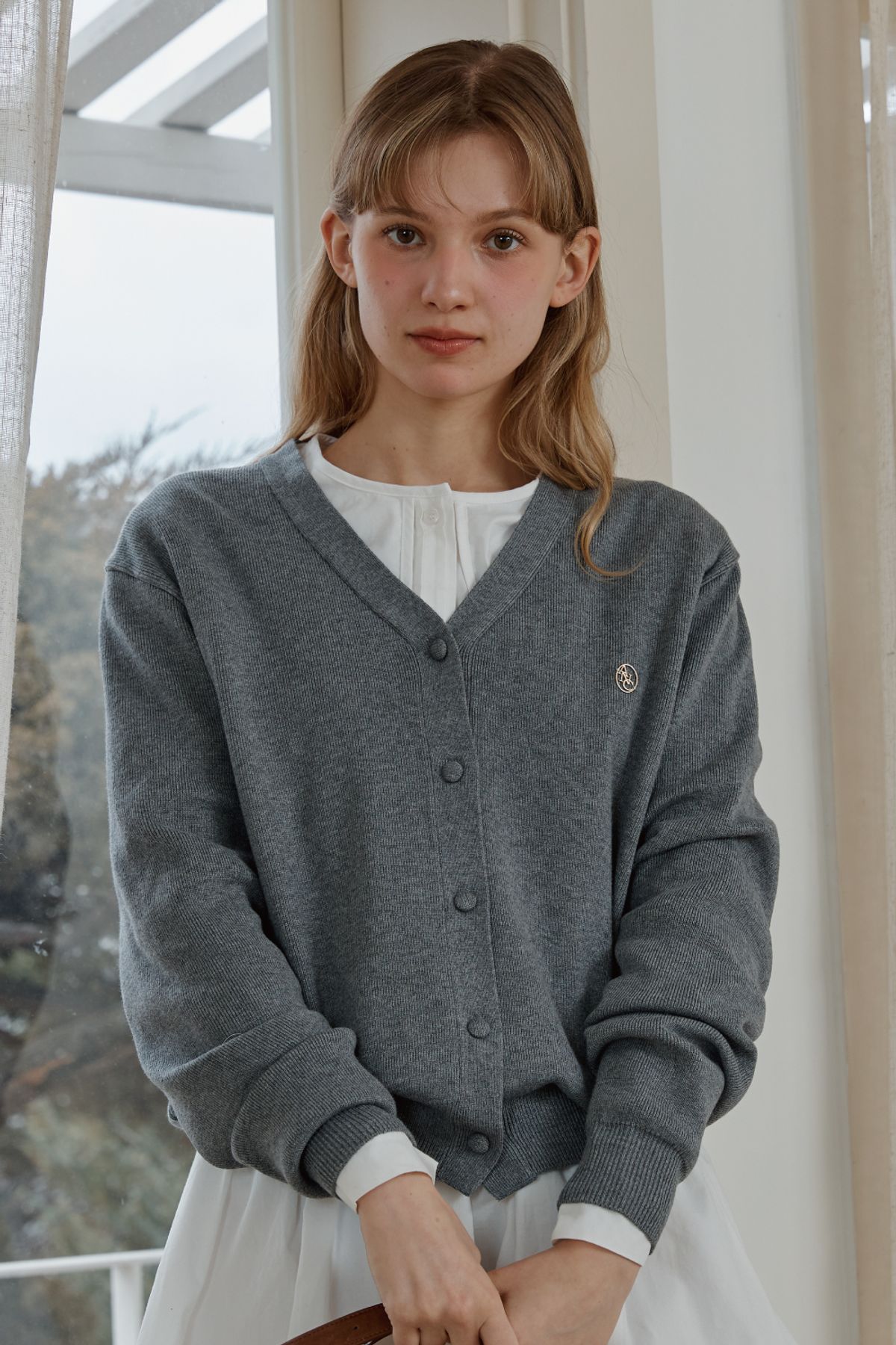 아노에틱(ANOETIC) ANC BASIC V-NECK CARDIGAN_GREY