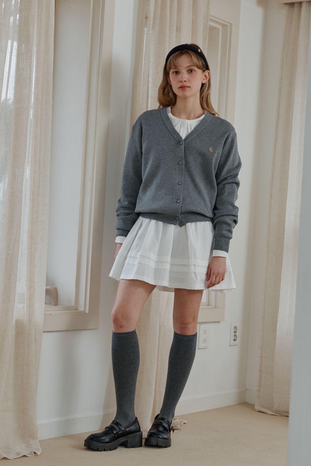 아노에틱(ANOETIC) ANC BASIC V-NECK CARDIGAN_GREY