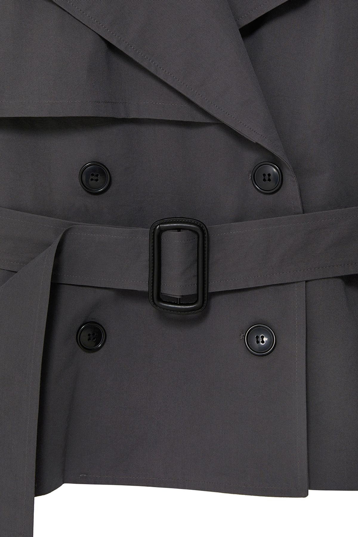 비바스튜디오(VIVASTUDIO) WOMAN CROPPED OVERSIZED TRENCH COAT [CHARCOAL]