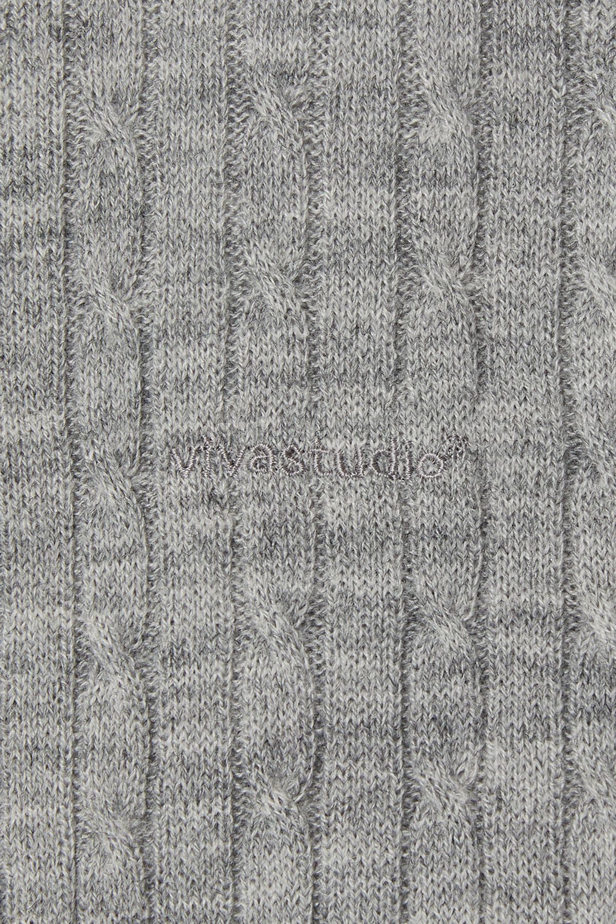 비바스튜디오(VIVASTUDIO) WOMAN WAVE CABLE KNIT ZIP-UP [MELANGE GRAY]