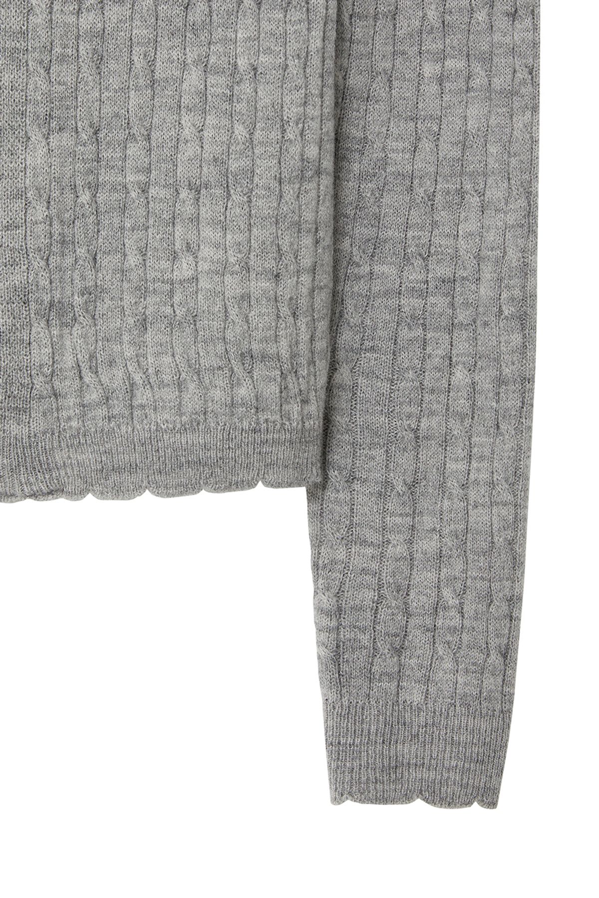비바스튜디오(VIVASTUDIO) WOMAN WAVE CABLE KNIT ZIP-UP [MELANGE GRAY]