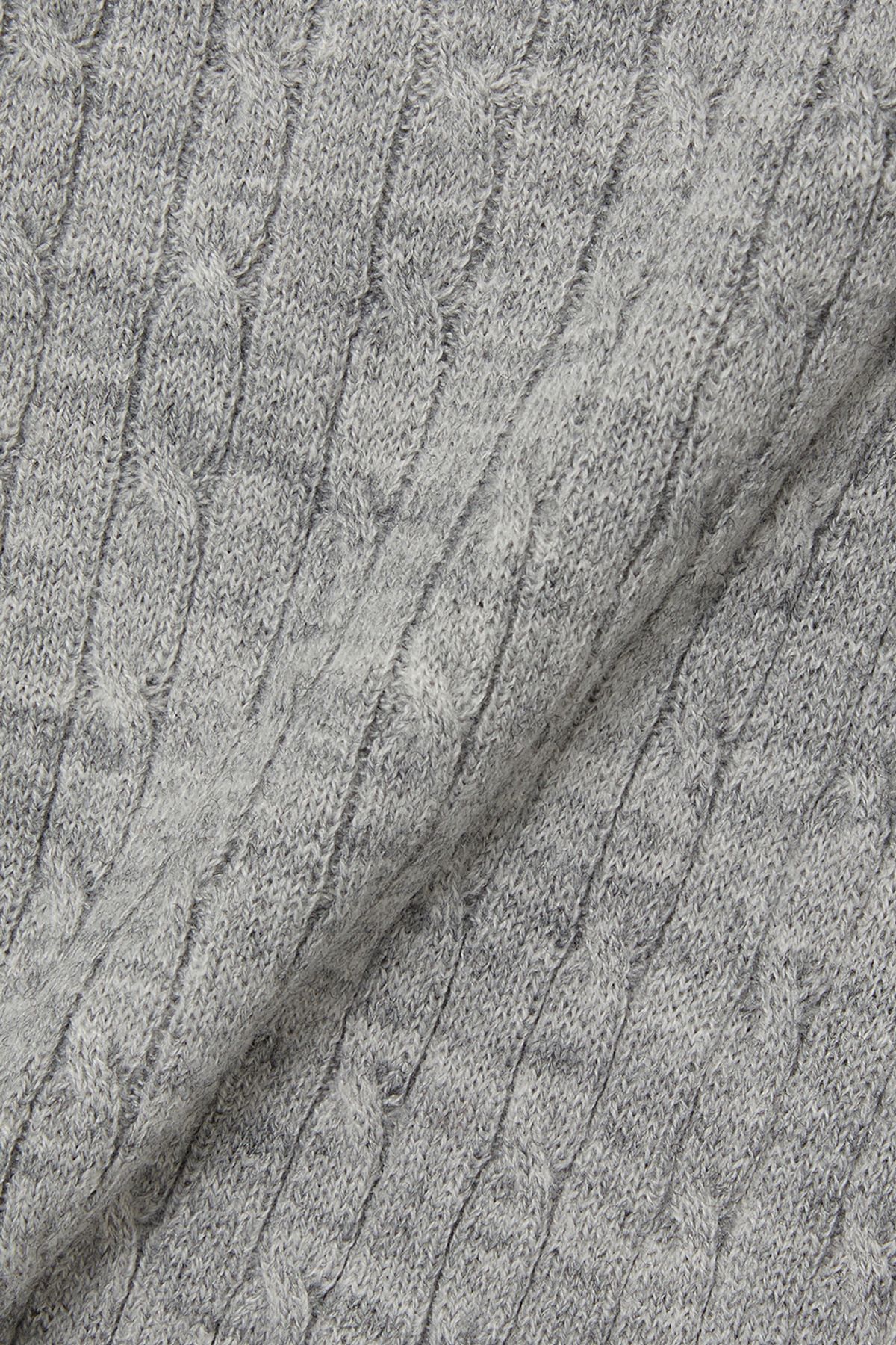 비바스튜디오(VIVASTUDIO) WOMAN WAVE CABLE KNIT ZIP-UP [MELANGE GRAY]