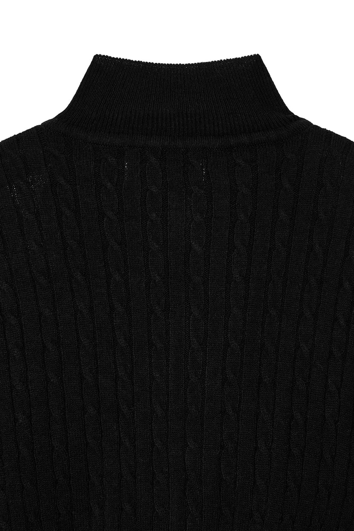 비바스튜디오(VIVASTUDIO) WOMAN WAVE CABLE KNIT ZIP-UP [BLACK]