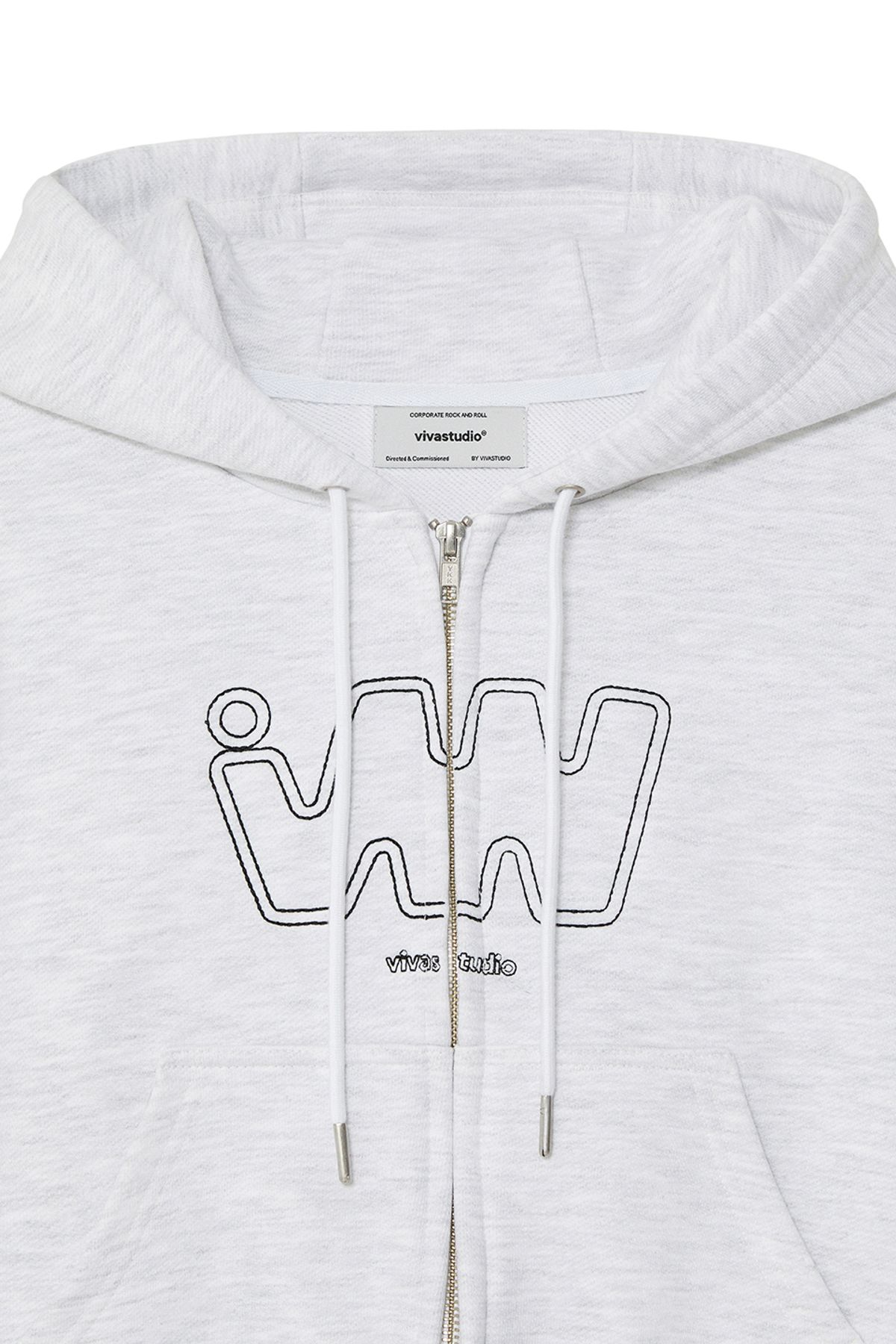 비바스튜디오(VIVASTUDIO) WOMAN LOGO HOODIE ZIP-UP [LIGHT GRAY]