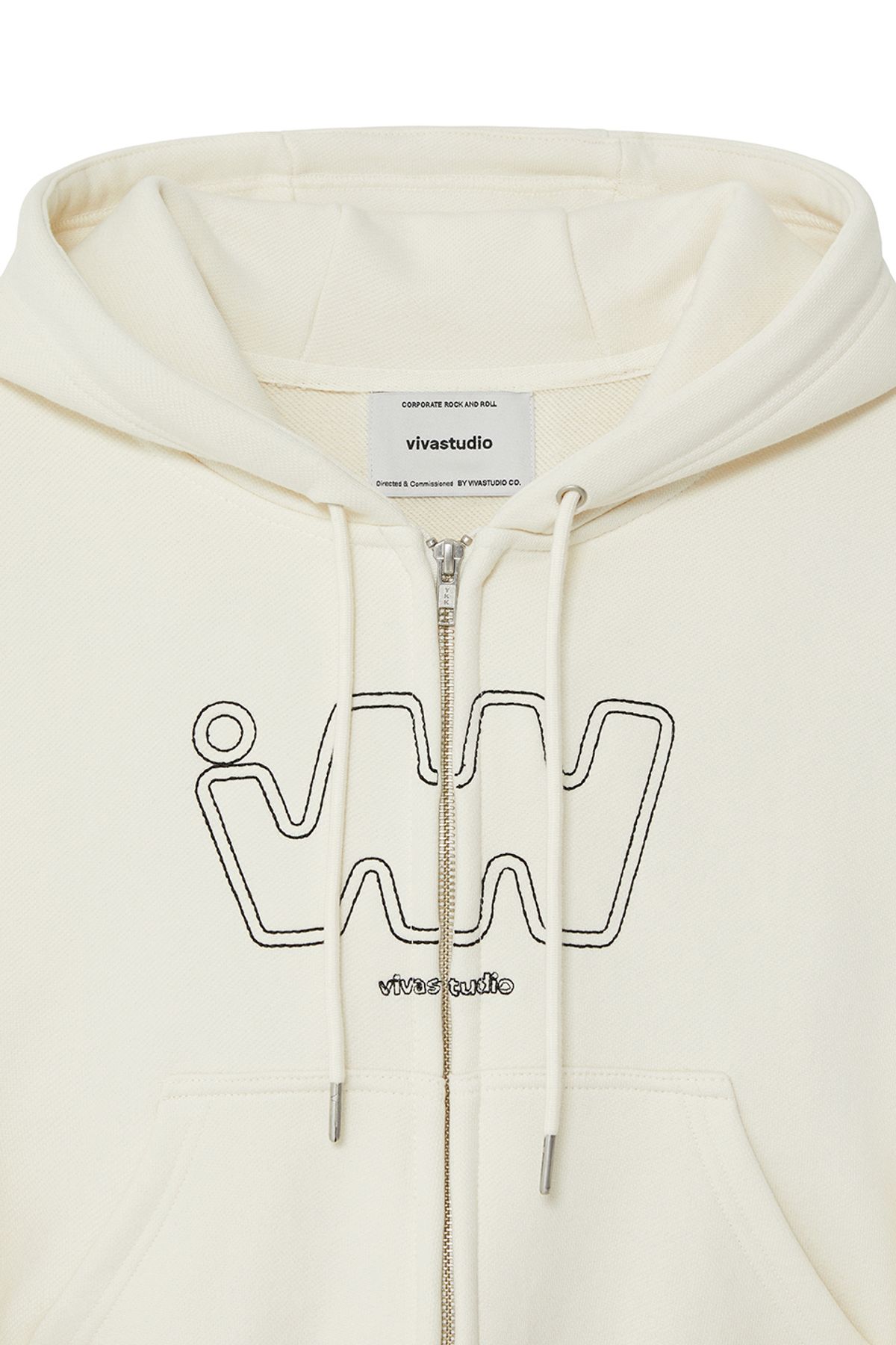 비바스튜디오(VIVASTUDIO) WOMAN LOGO HOODIE ZIP-UP [CREAM]