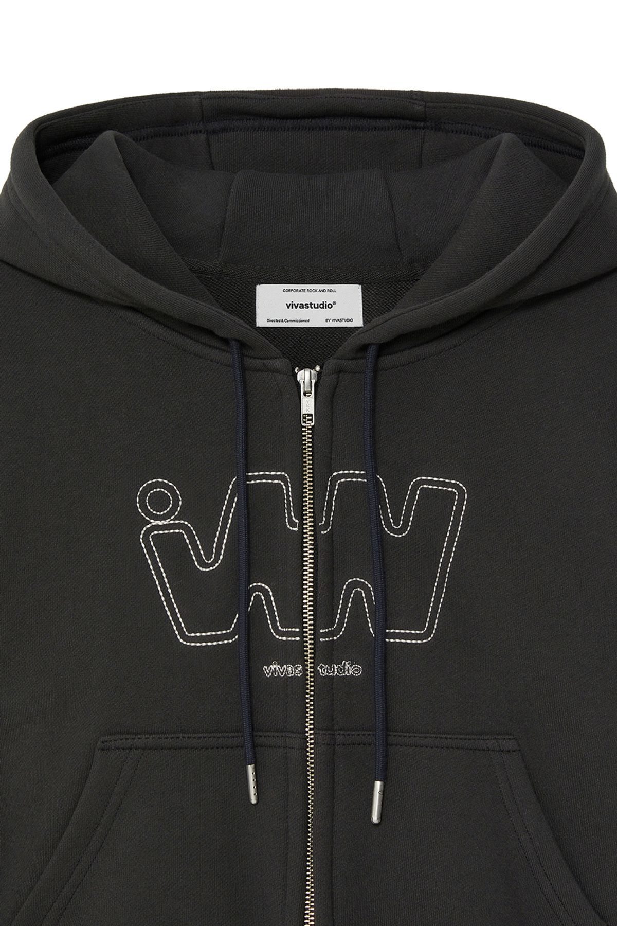 비바스튜디오(VIVASTUDIO) WOMAN LOGO HOODIE ZIP-UP [CHARCOAL]