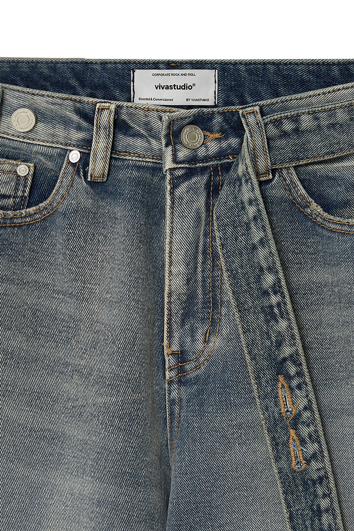 비바스튜디오(VIVASTUDIO) WOMAN BELTED WASHED DENIM PANTS [BLUE]