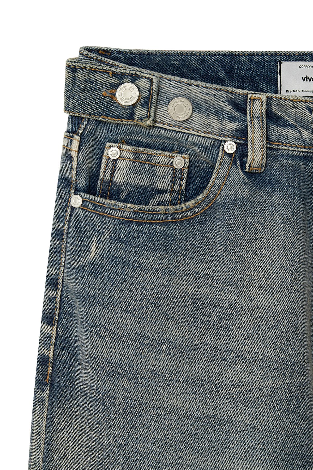 비바스튜디오(VIVASTUDIO) WOMAN BELTED WASHED DENIM PANTS [BLUE]