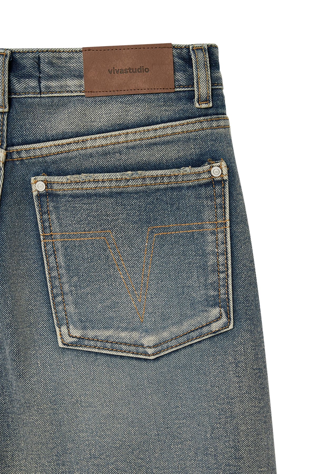 비바스튜디오(VIVASTUDIO) WOMAN BELTED WASHED DENIM PANTS [BLUE]