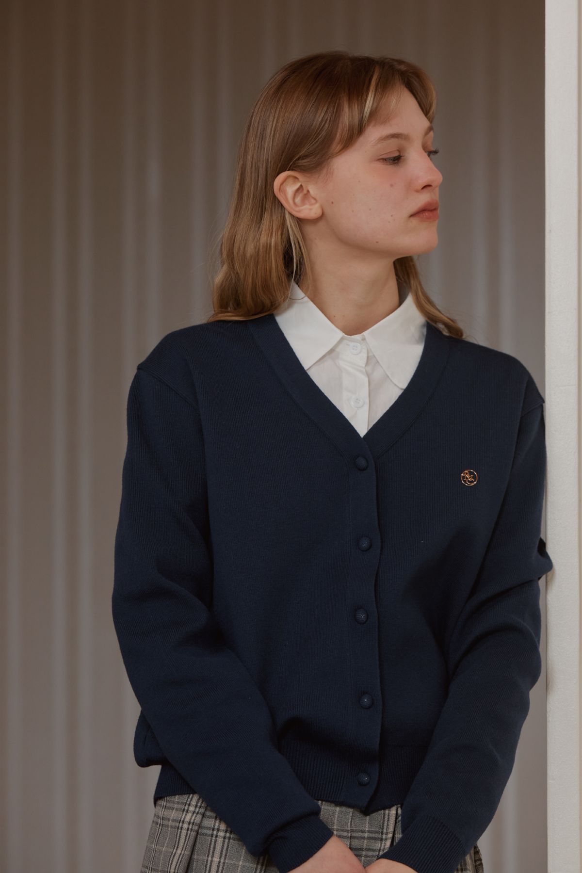 아노에틱(ANOETIC) ANC BASIC V-NECK CARDIGAN_NAVY