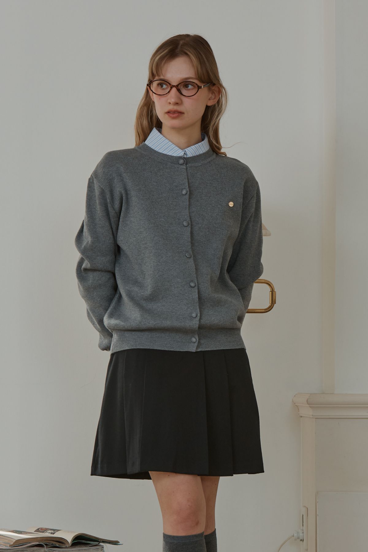 아노에틱(ANOETIC) ANC BASIC ROUND CARDIGAN_GREY