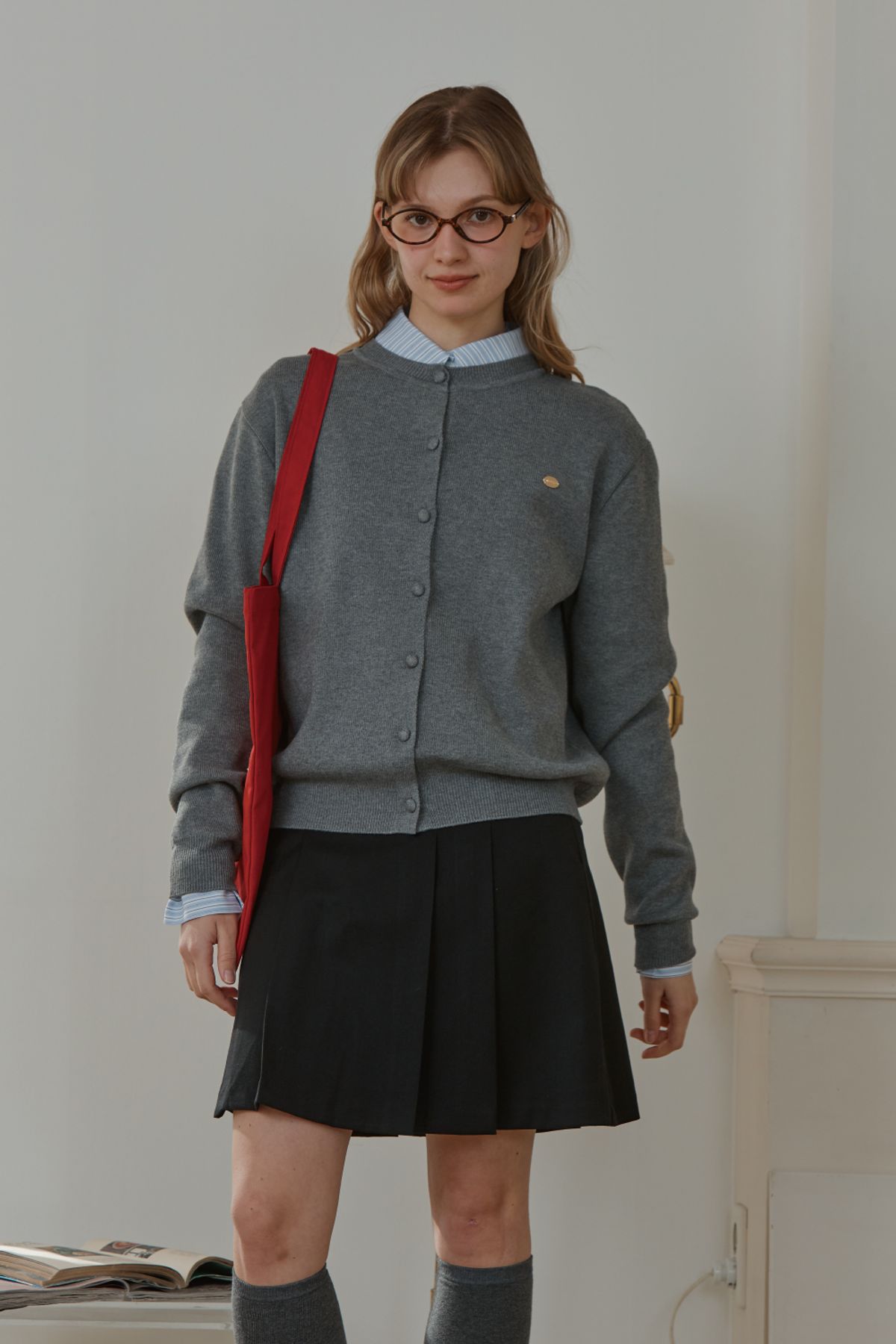 아노에틱(ANOETIC) ANC BASIC ROUND CARDIGAN_GREY