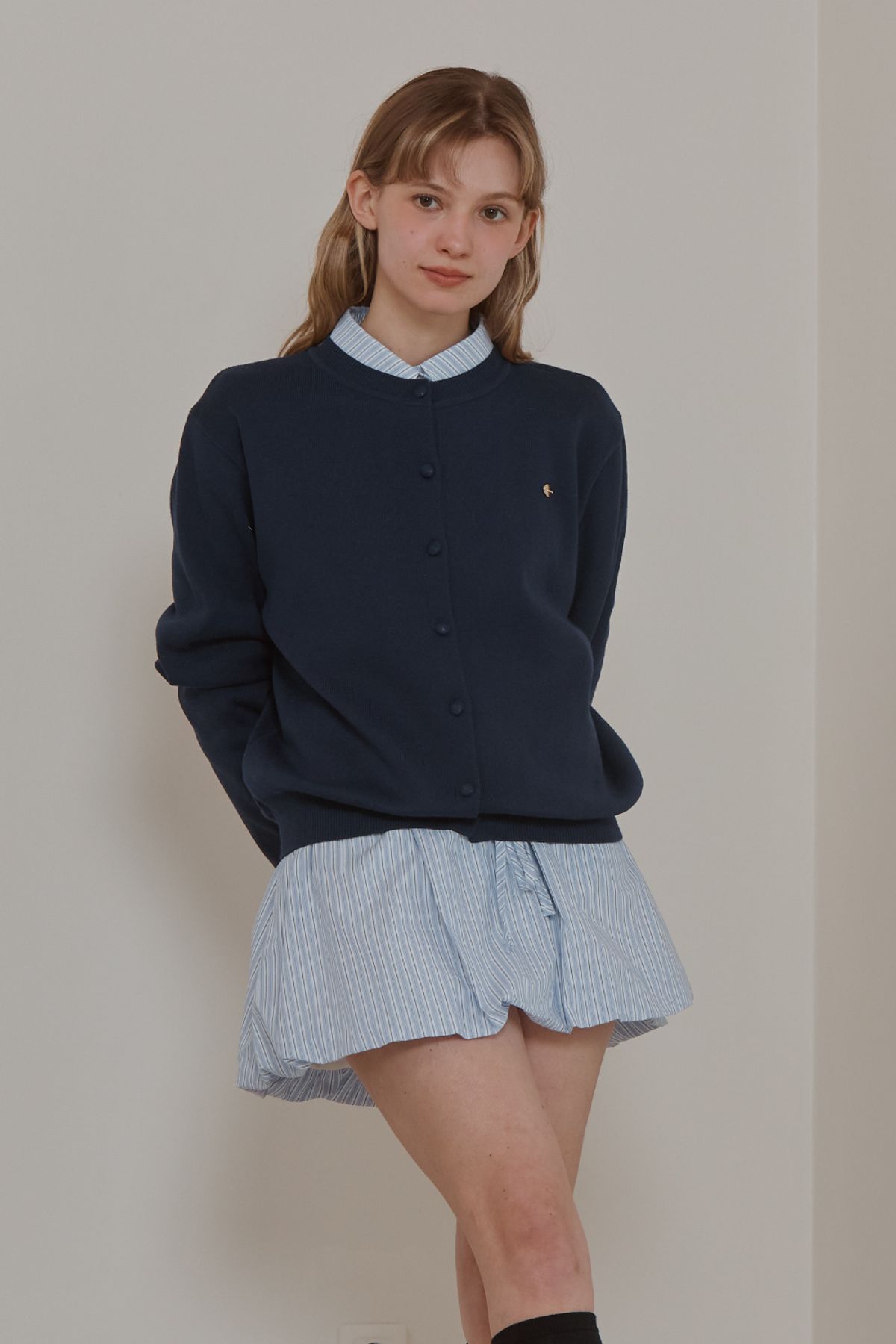 아노에틱(ANOETIC) ANC BASIC ROUND CARDIGAN_NAVY