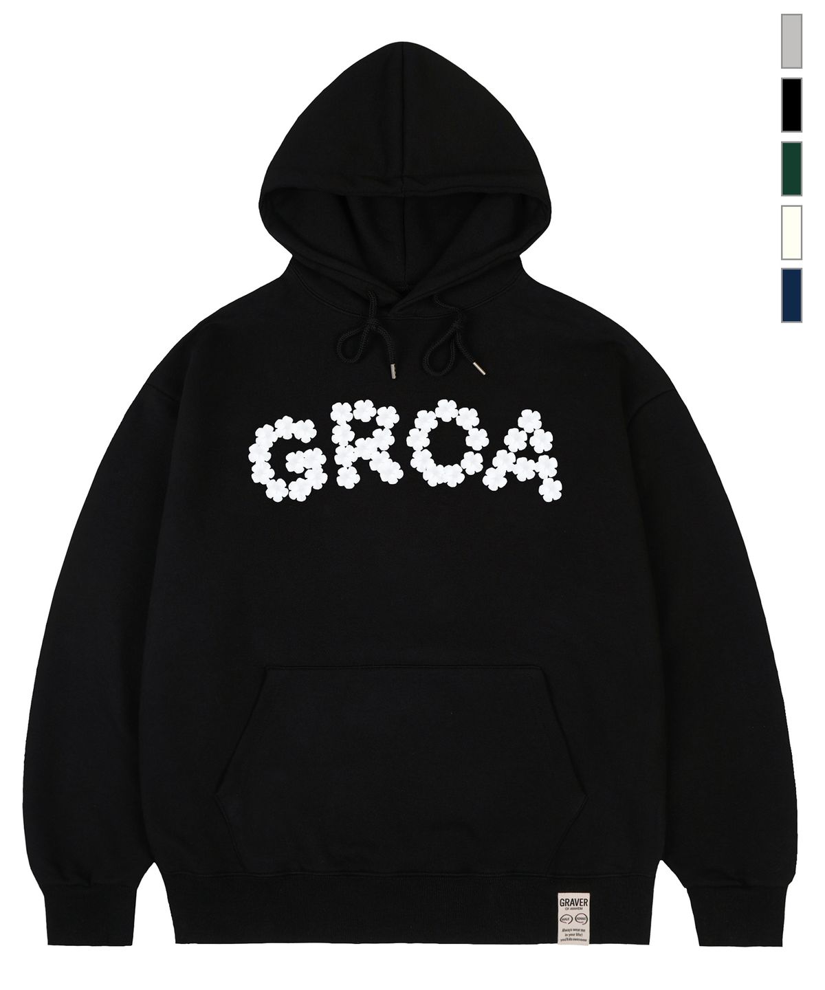 그레이버(GRAVER) [UNISEX]GROA 플라워 로고 후드티_5color