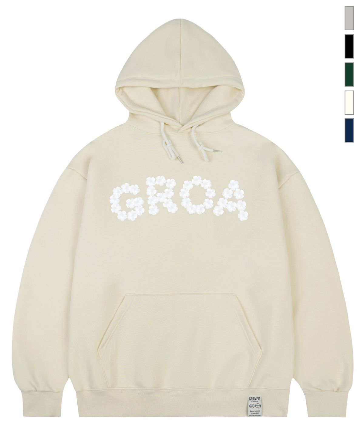 그레이버(GRAVER) [UNISEX]GROA 플라워 로고 후드티_5color