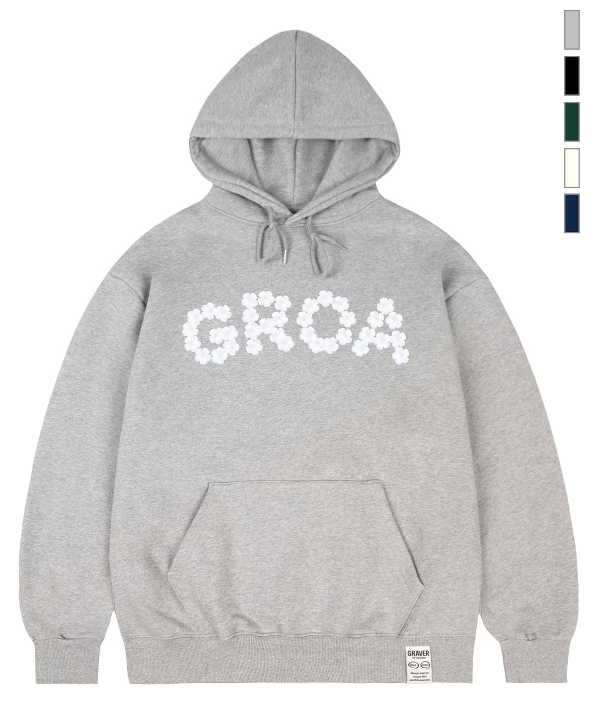 그레이버(GRAVER) [UNISEX]GROA 플라워 로고 후드티_5color