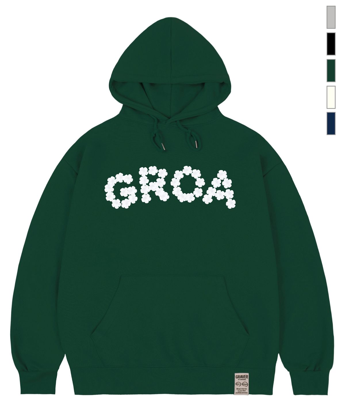 그레이버(GRAVER) [UNISEX]GROA 플라워 로고 후드티_5color