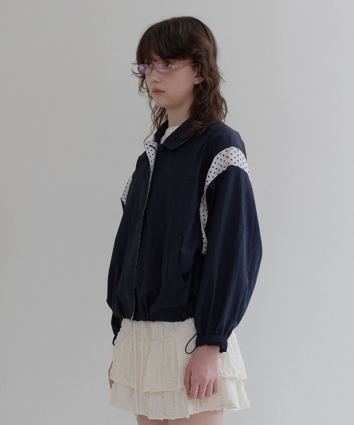 펀프롬펀(FUNFROMFUN) Dotted Blouson Jumper (Navy)