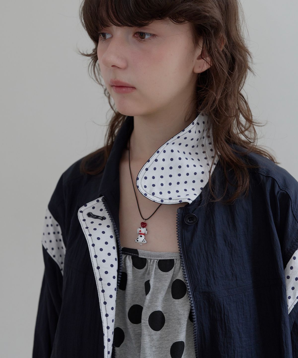 펀프롬펀(FUNFROMFUN) Dotted Blouson Jumper (Navy)