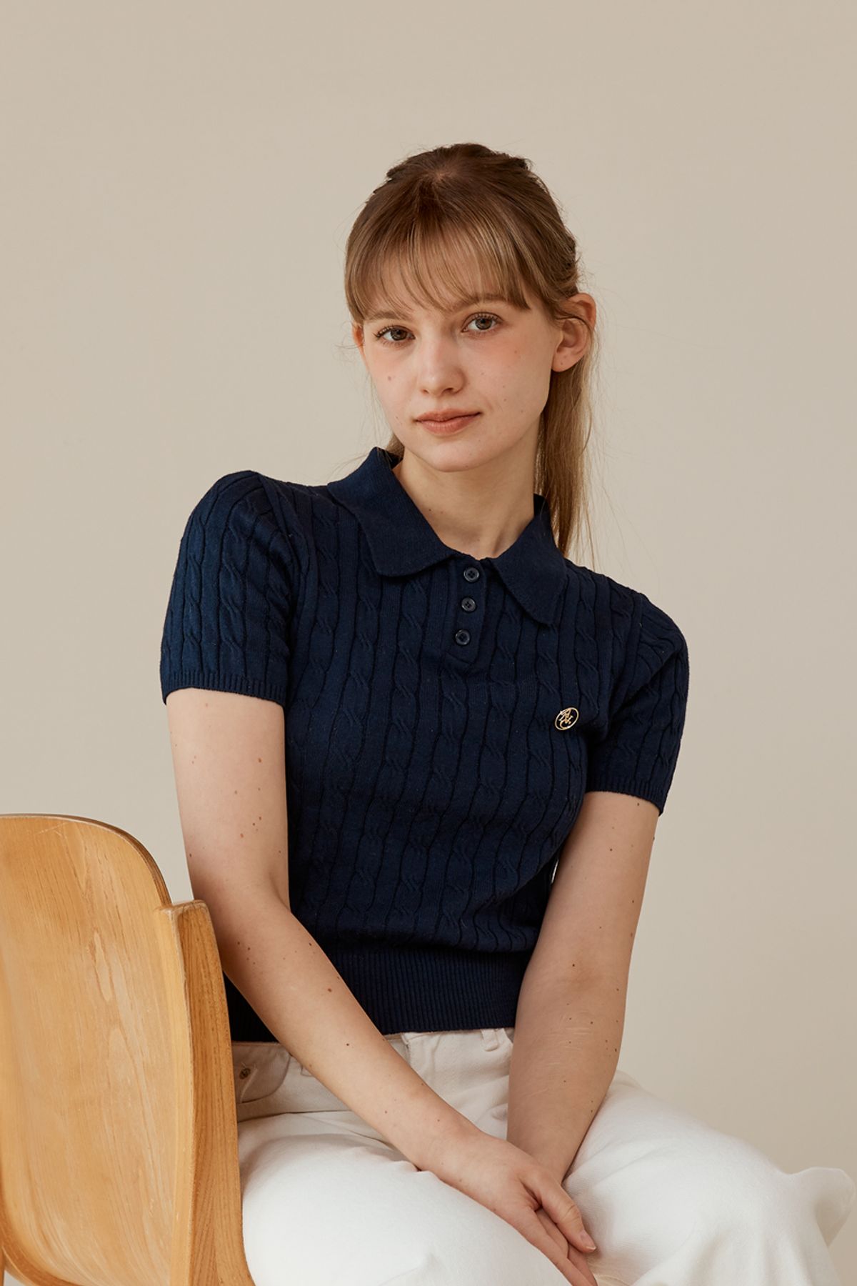 아노에틱(ANOETIC) ANC CABLE COLLAR KNIT_NAVY