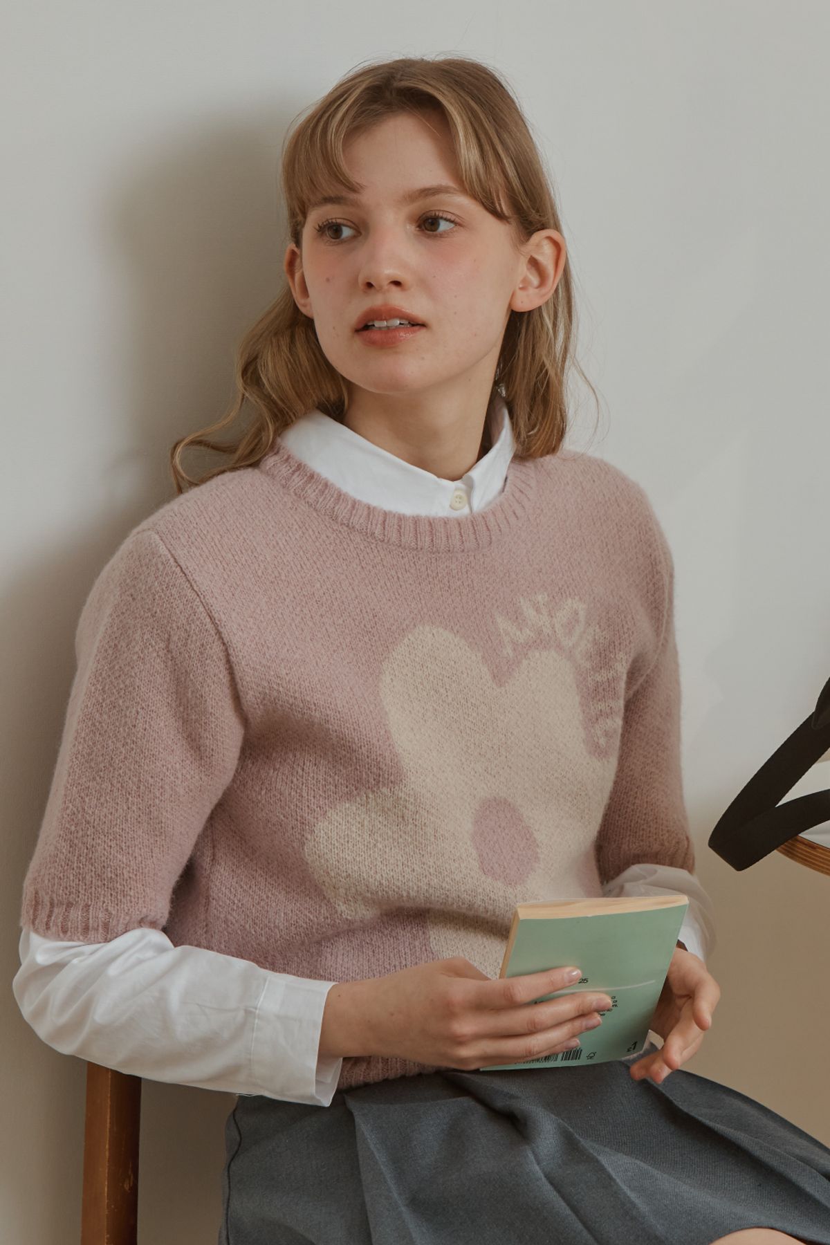 아노에틱(ANOETIC) ANC HALF FLOWER KNIT_PINK