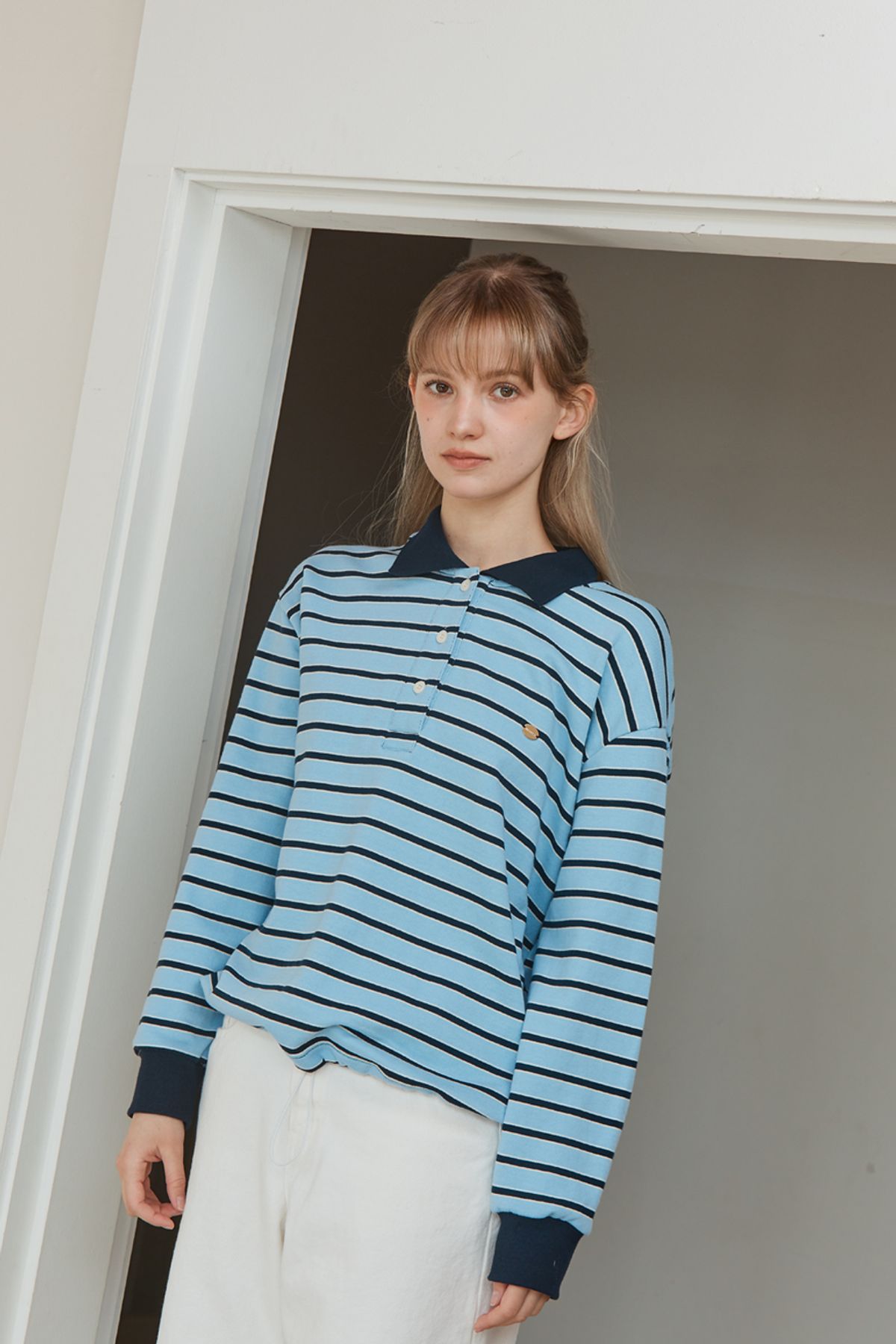 아노에틱(ANOETIC) ANC STRIPE STRING RUGBY SWEATSHIRTS_BLUE